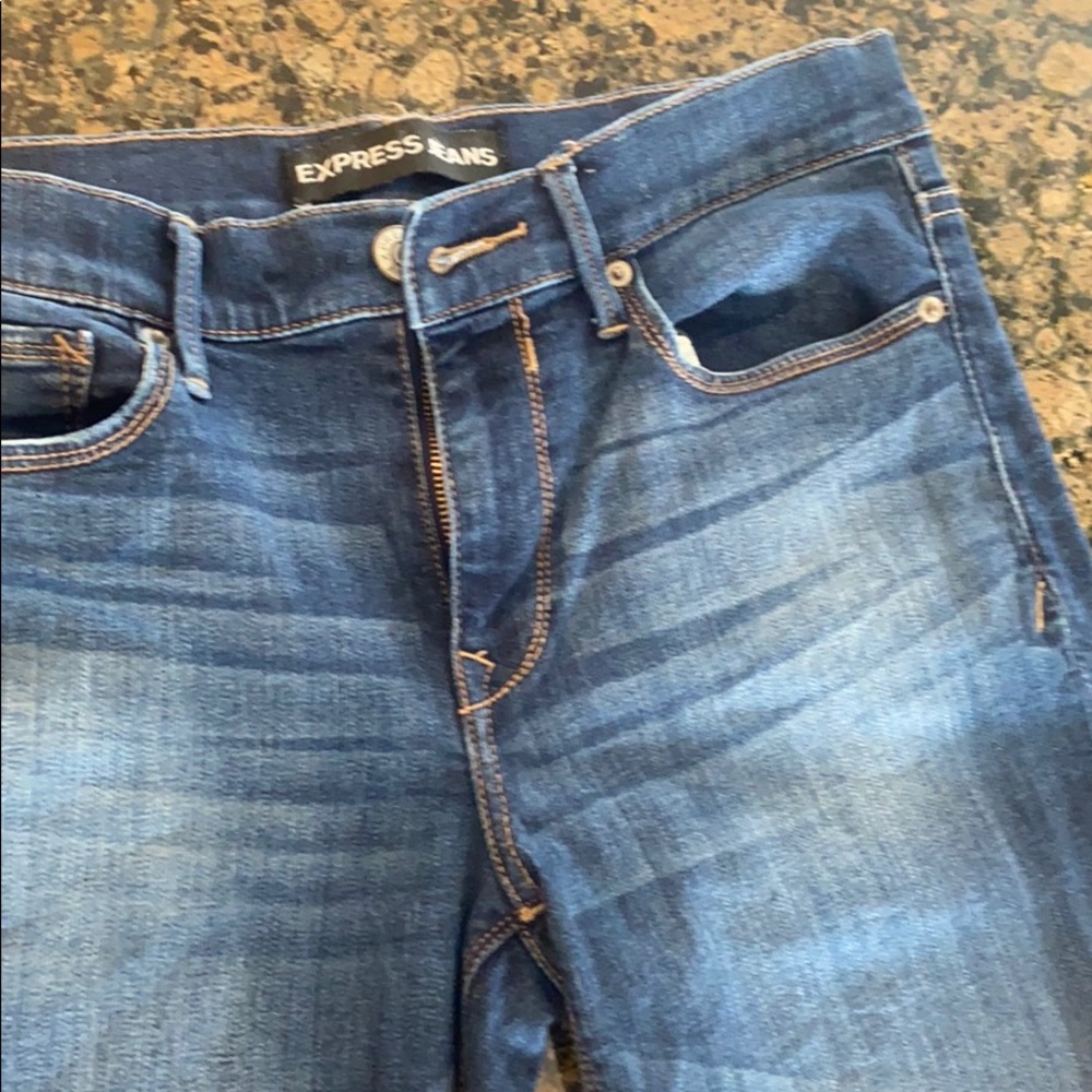 Express Women's Blue Jeans Size 6 Distressed Ankle Legging Mid Rise